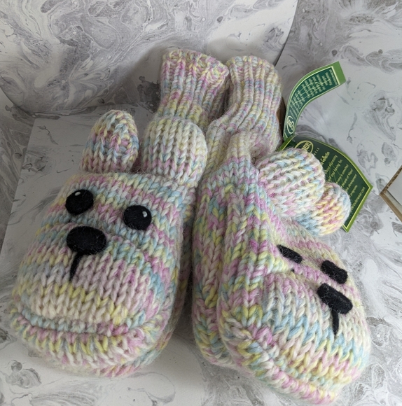 Kyber Rainbow Pastel Bear Mittens with fleece lining, Adult/teen, with tags - Picture 3 of 5